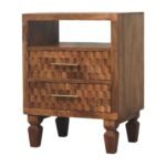 Klint Carved Open-Shelf Bedside — Golden Teak — product photograph
