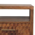 Klint Carved Open-Shelf Bedside — Golden Teak — product photograph