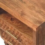 Klint Carved Open-Shelf Bedside — Golden Teak — product photograph