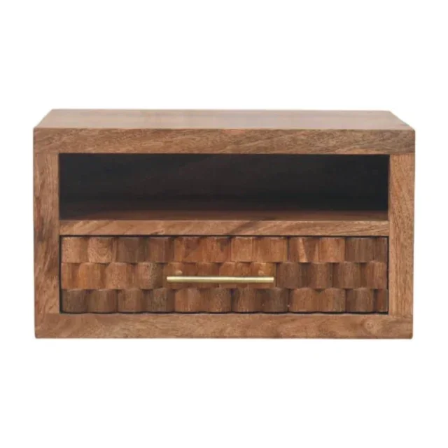 Klint Carved Slot-Drawer Bedside — Golden Teak — alternate view