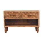 Klint Carved Entryway Shoe Cabinet — Golden Teak — product photograph