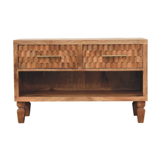 Klint Carved Entryway Shoe Cabinet — Golden Teak — alternate view