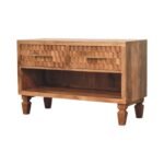 Klint Carved Entryway Shoe Cabinet — Golden Teak — product photograph
