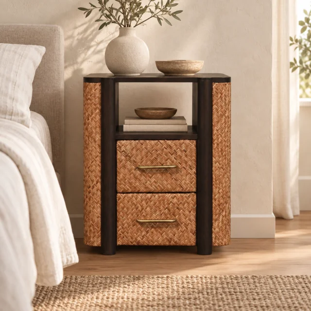 Haven Bedside — Velvet Mocha — styled interior
