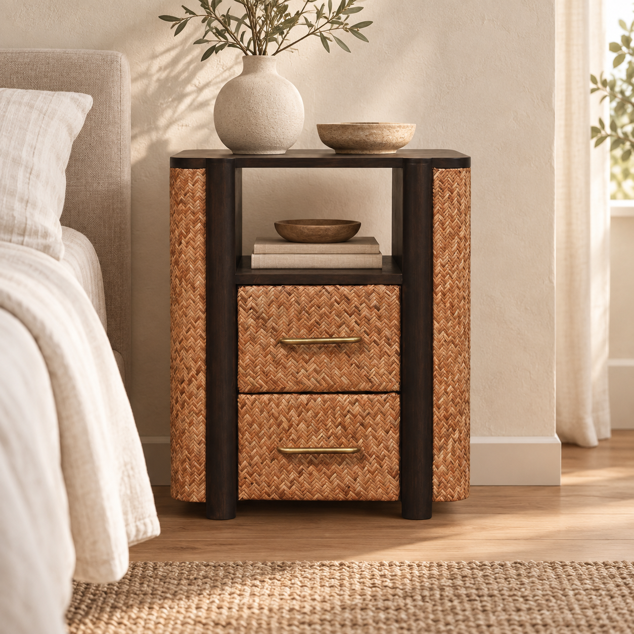 Haven Bedside — Velvet Mocha — styled interior