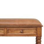 Spindle Leather Bench — Amber Oak — product photograph