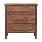 Bambu Carved Three-Drawer Chest — Roasted Almond — product photograph