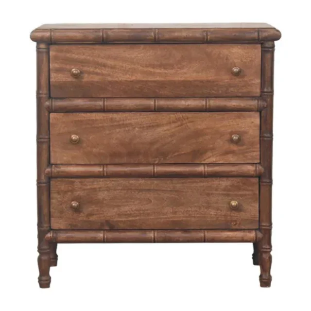 Bambu Carved Three-Drawer Chest — Roasted Almond — alternate view