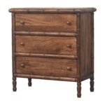 Bambu Carved Three-Drawer Chest — Roasted Almond — product photograph