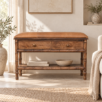 Bambu Carved Storage Bench — Roasted Almond — styled interior
