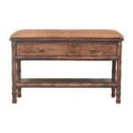 Bambu Carved Storage Bench — Roasted Almond — product photograph