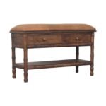 Bambu Carved Storage Bench — Roasted Almond — product photograph