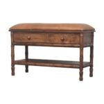 Bambu Carved Storage Bench — Roasted Almond — product photograph