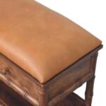 Bambu Carved Storage Bench — Roasted Almond — product photograph