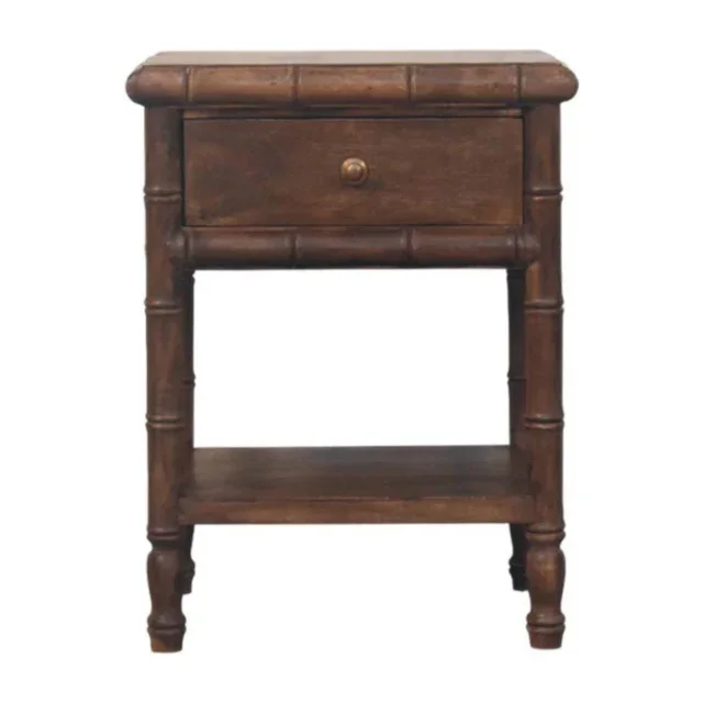 Bambu Carved Bedside Table — Roasted Almond — alternate view