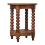 Spindle Round Side Table — Golden Teak — product photograph