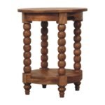 Spindle Round Side Table — Golden Teak — product photograph