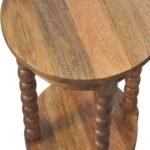 Spindle Round Side Table — Golden Teak — product photograph