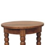 Spindle Round Side Table — Golden Teak — product photograph