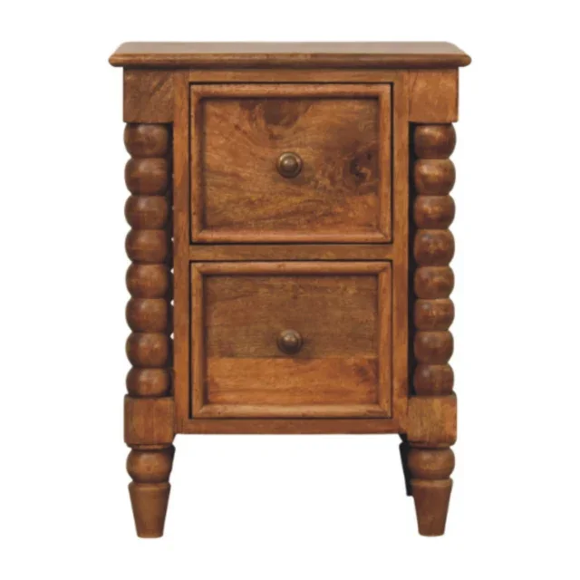 Forma Barley Twist Two-Drawer Bedside — Amber Oak — alternate view