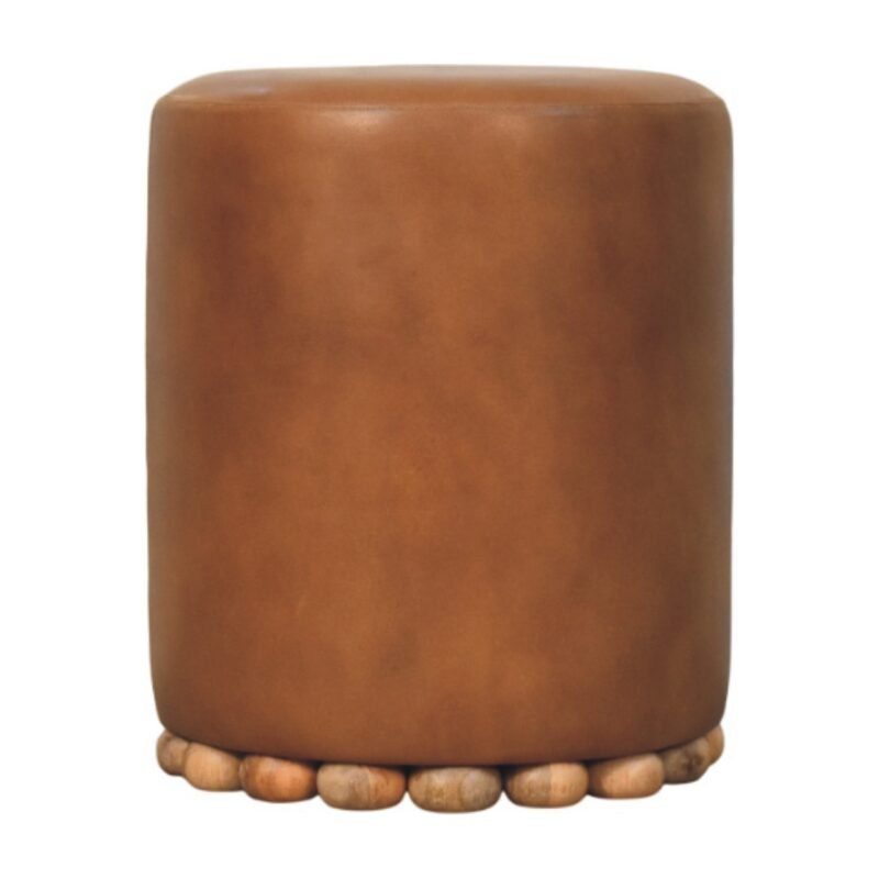Bola Leather Accent Stool — alternate view