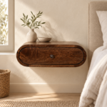 Lina Rounded Wall-Mounted Bedside — Classic Grey — styled interior