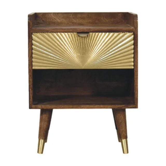 Forma Sunburst Brass Inlay Bedside — Classic Grey — alternate view