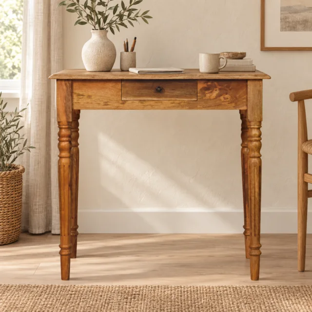 Forma Turned Leg Writing Desk — Natural — styled interior