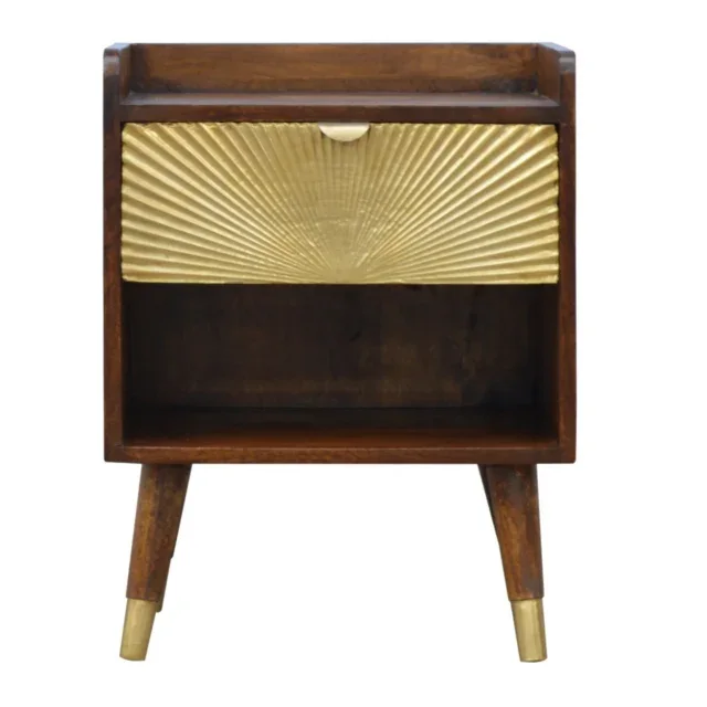 Mila Gold One Drawer Bedside — Chestnut — alternate view
