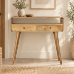 Lina Curved Console Table — Natural — styled interior