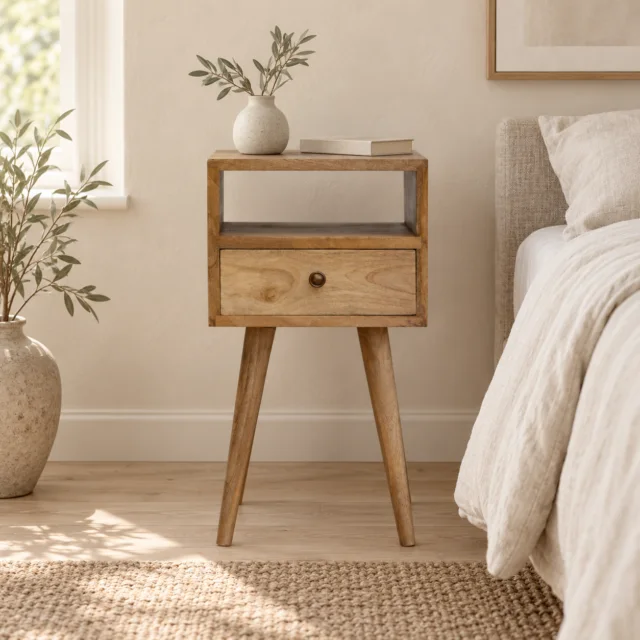 Forma Petite Bedside — Natural — styled interior