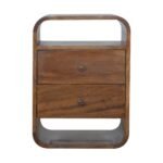 Lina Curve Two-Drawer Bedside — Chestnut — product photograph