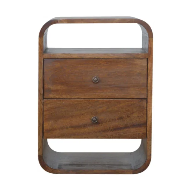 Lina Curve Two-Drawer Bedside — Chestnut — alternate view