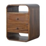 Lina Curve Two-Drawer Bedside — Chestnut — product photograph