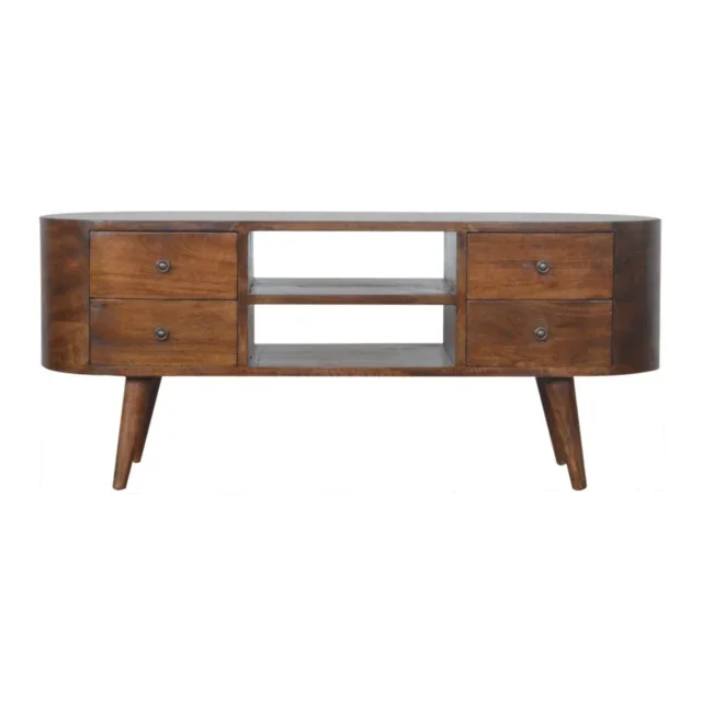 Lina Rounded Entertainment Unit — Chestnut — alternate view